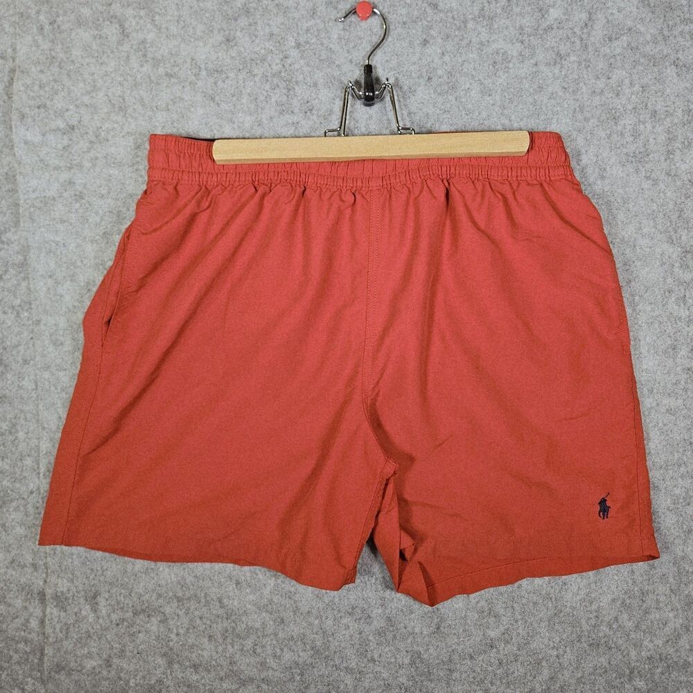 Polo Ralph Lauren Mens Red Blue Pony Logo Mesh Lined‎ Swim Trunks Size XL READ
